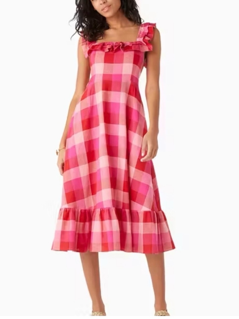 Kate Spade Picnic Woven Ruffle Midi Dress